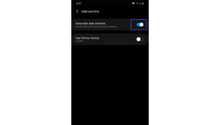 Select automatic Date and Time