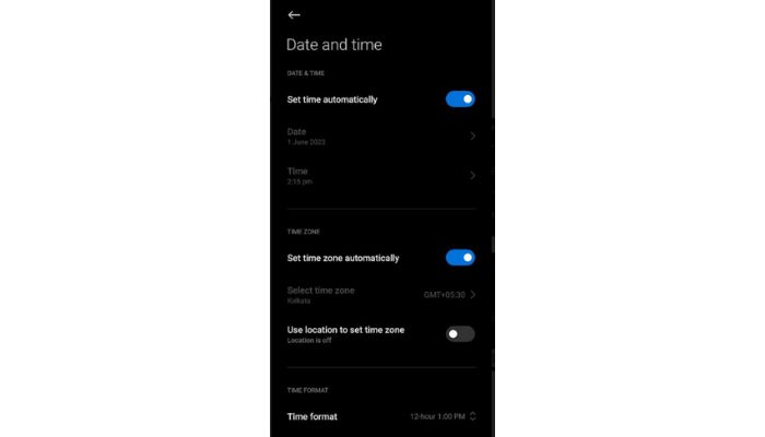 Set Time Automatically