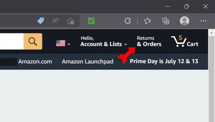 Tap on Return and Orders