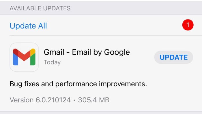 Update The Gmail App