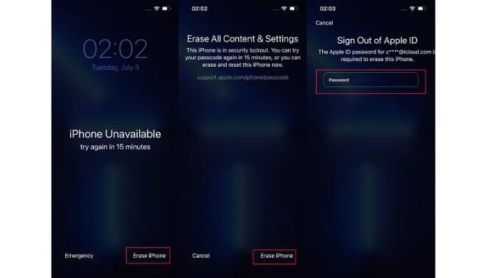 iPhone unavailable Erase Option