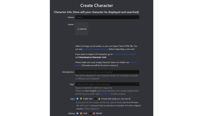 Character info