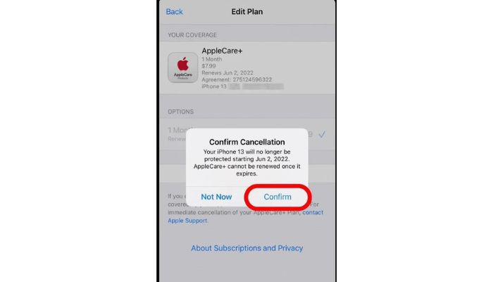 Confirm Cancellation