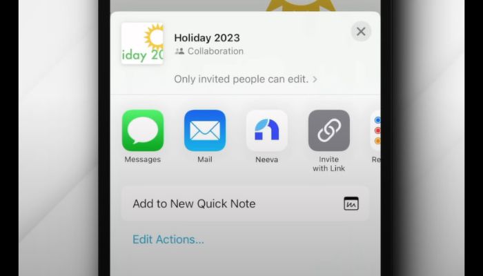 Freeform app sharing options