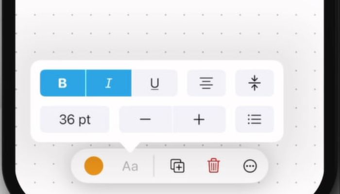 Freeform app text size