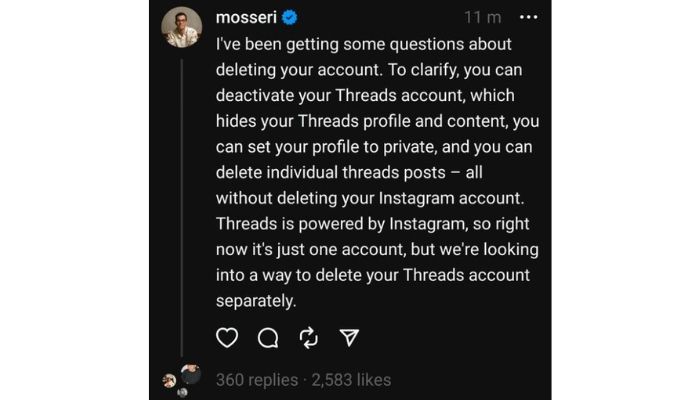 Mosseri tweet