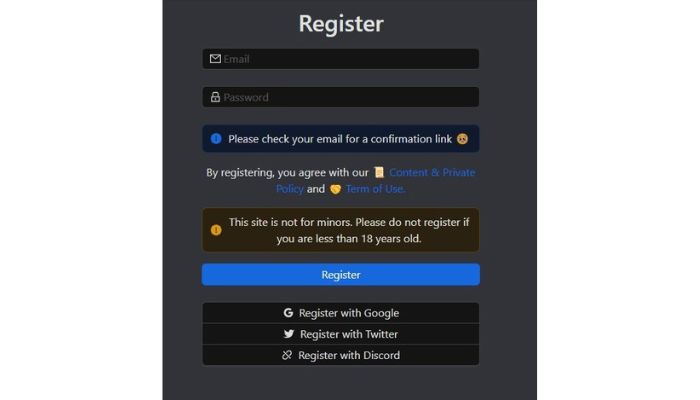 Register for account