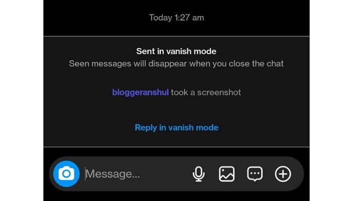 Reply In Vanish Mode On Instagram