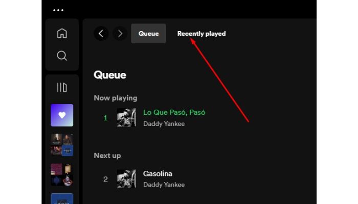 Spotify Recently Played On App