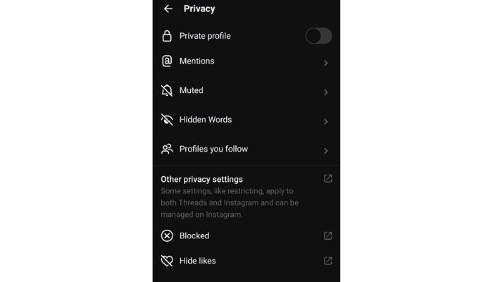 Threads privacy