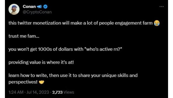 Tweet on Monetization