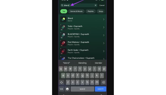 blend genre search