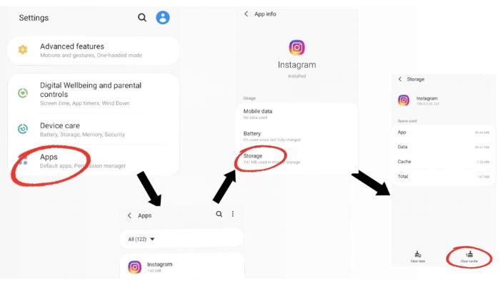 clear instagram cache android
