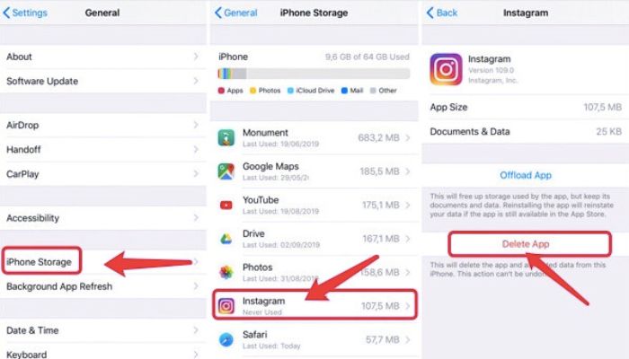 clear instagram cache ios