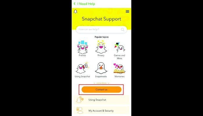 contact us snapchat