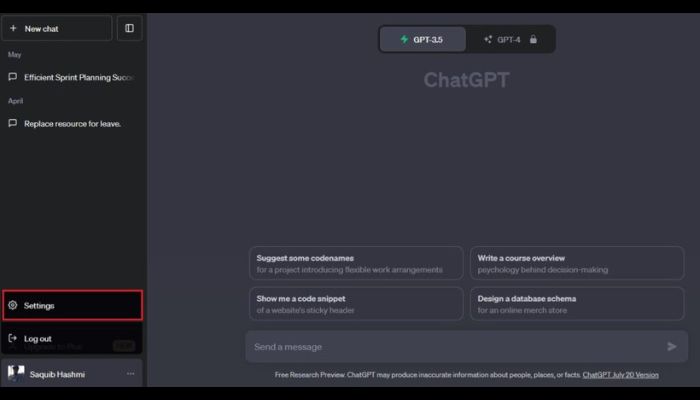 Account Settings ChatGPT