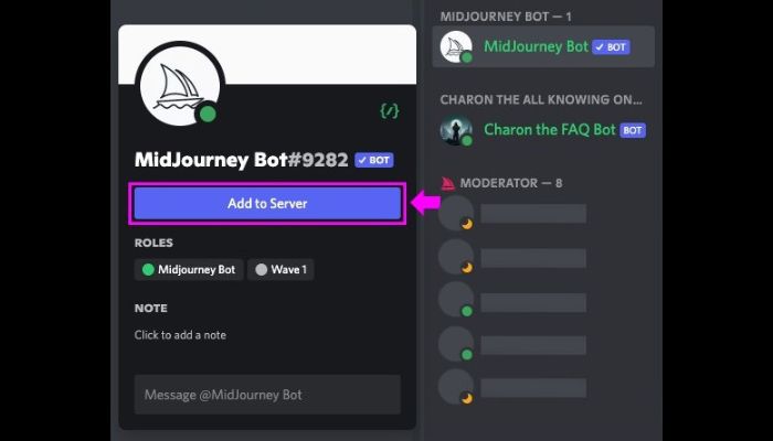 Add Midjourney bot