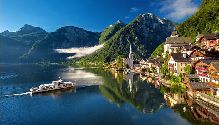 Majestic mountain scene in Austria, one of the Safest Countries in the World.
