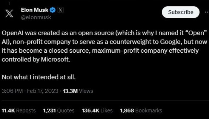 Elon Musk tweet
