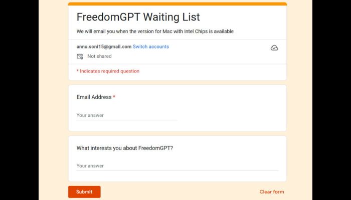 FreedomGPT Waiting List