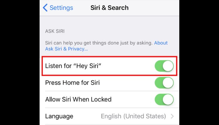 Listen for Hey Siri