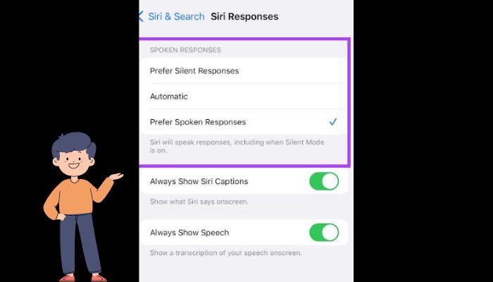 Prefer Spoken Responses siri