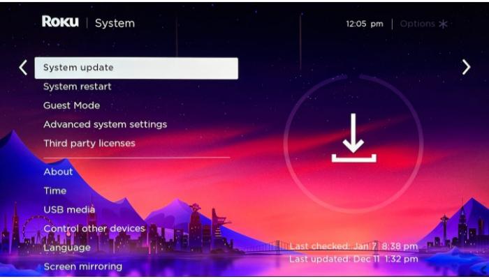roku system update