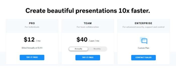Beautiful AI pricing plan