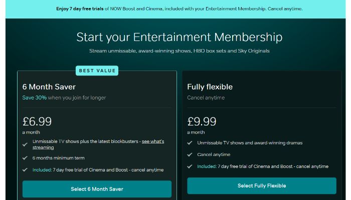 Choose Your favouirte Pack NowTV Free Trial