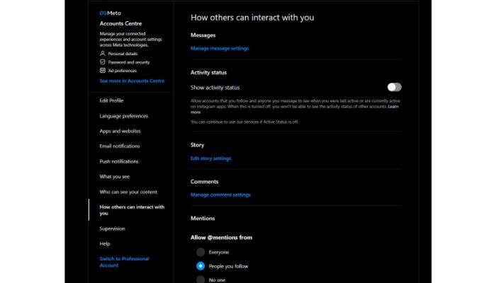 Open Meta Account centre
