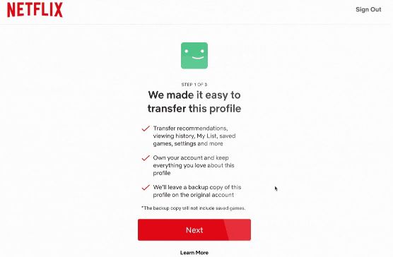 Profile transfer step 1