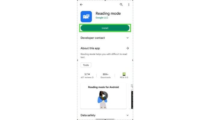 Reading Mode app for android devices