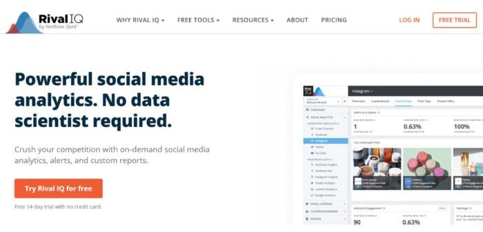 Rival IQ instagram analytical tool