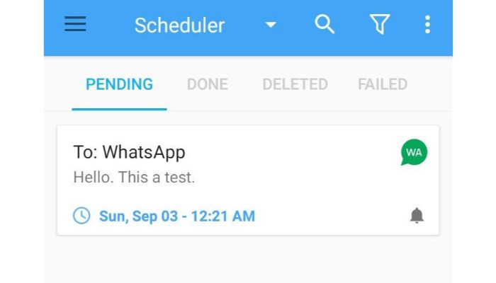 Schedule WhatsApp Messages task
