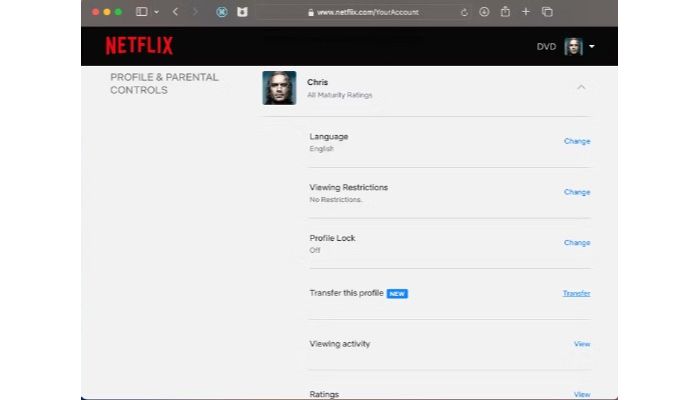 Tap on transfer profile