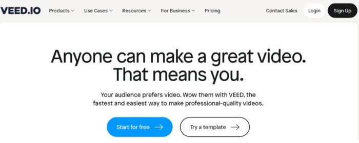 VEED ai script writer