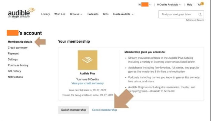 audible account overview