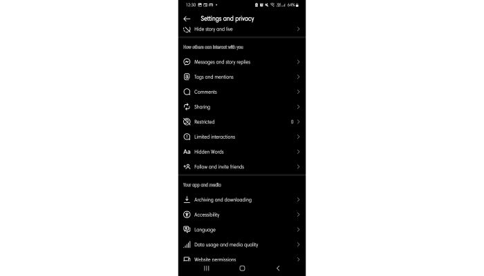 click on setting and privacy