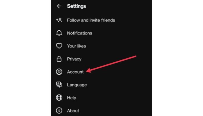click on the Account option insta