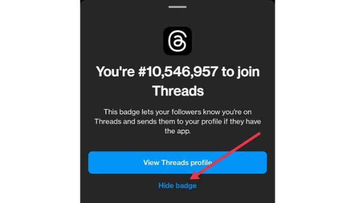 click on the Hide Badge
