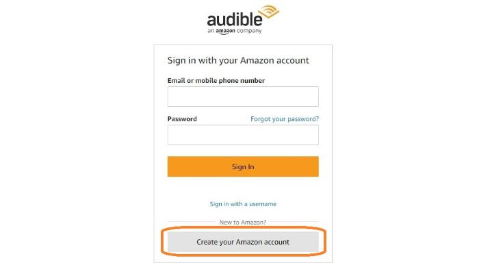 create audible account