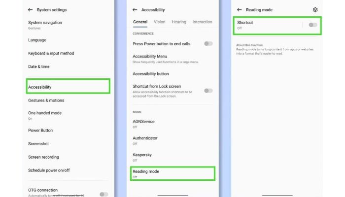 enable reading mode on android