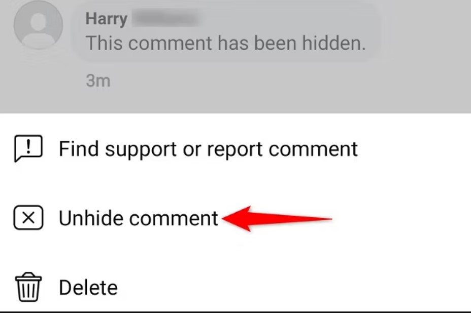 unhide comments on facebook