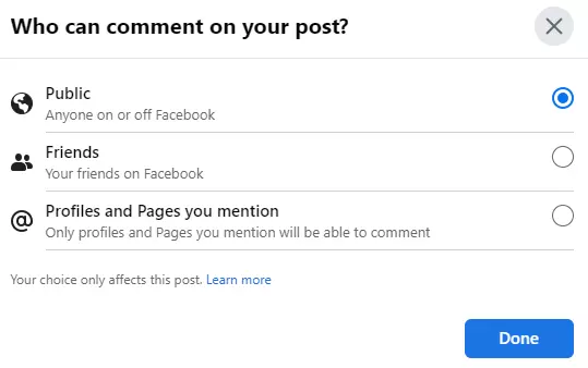 Restrict Comments on Facebook