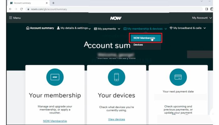 open my membership and Now Membership