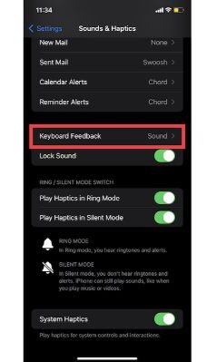 turn off keyboard vibration