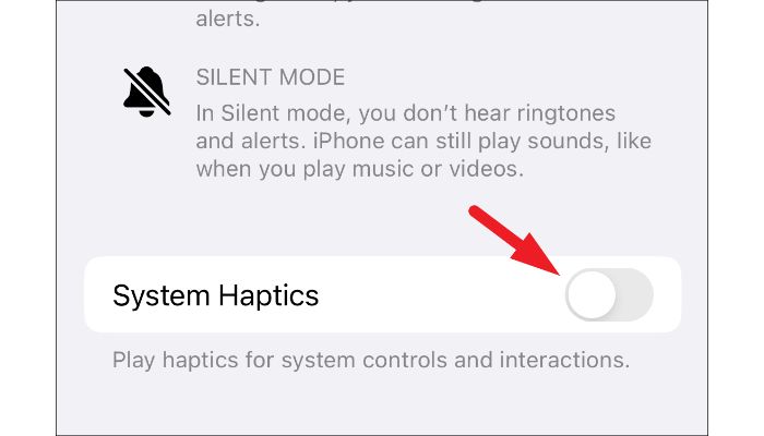 turn off system haptics