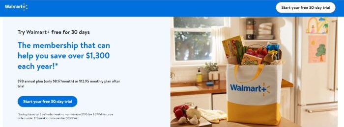 Walmart Plus Free Trial 30 day trial