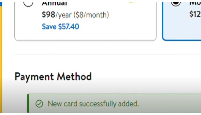 wallmart plus payment details
