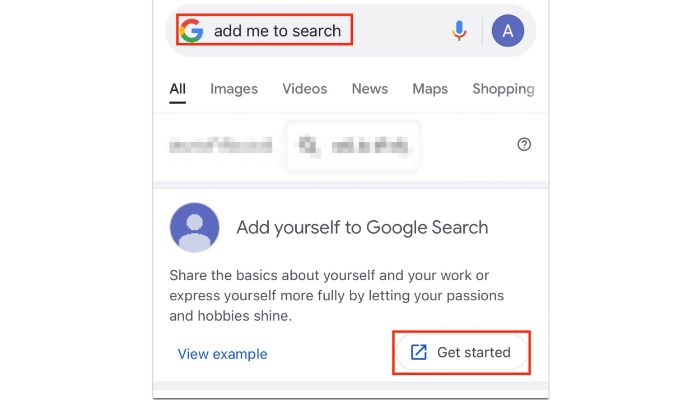 Add Me To Search on google